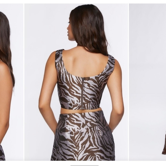 Forever 21 Zebra Print Bustier Crop Top - Picture 2 of 5